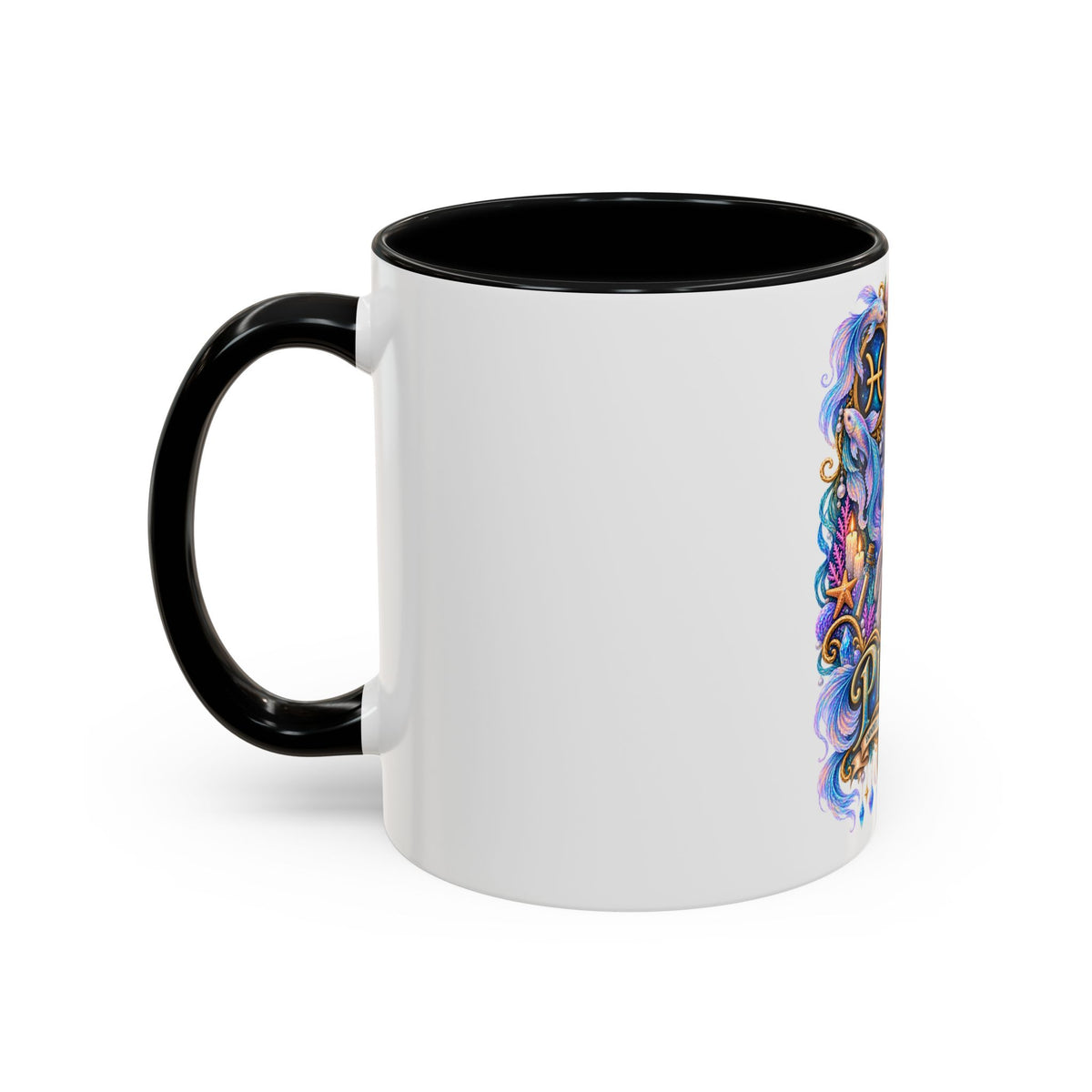 Pisces Devon Rex Cat Accent Coffee Mug — Zodiac Astrology Ceramic Mug (11/15oz)
