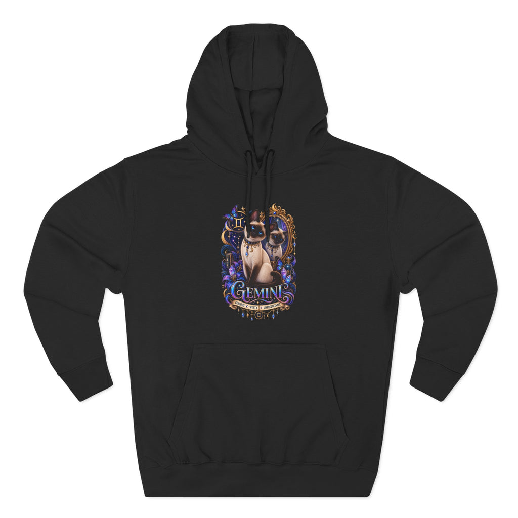 Gemini Siamese Zodiac Hoodie — Mystical Celestial Cat Astrology Design