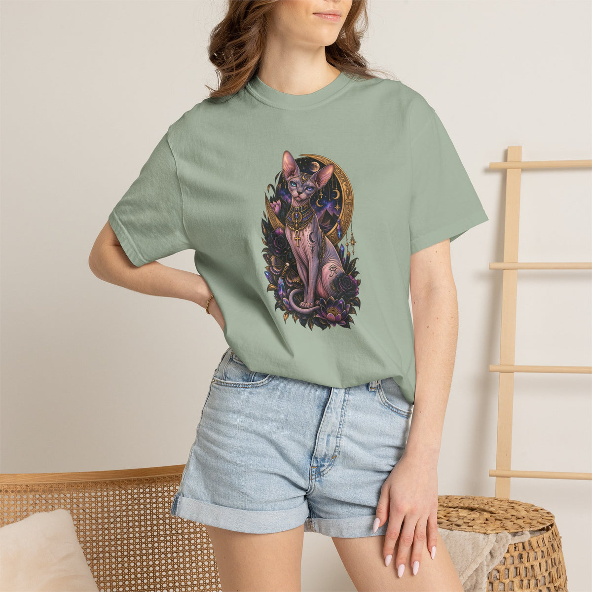 Egyptian Sphynx Moon cat Graphic T-Shirt