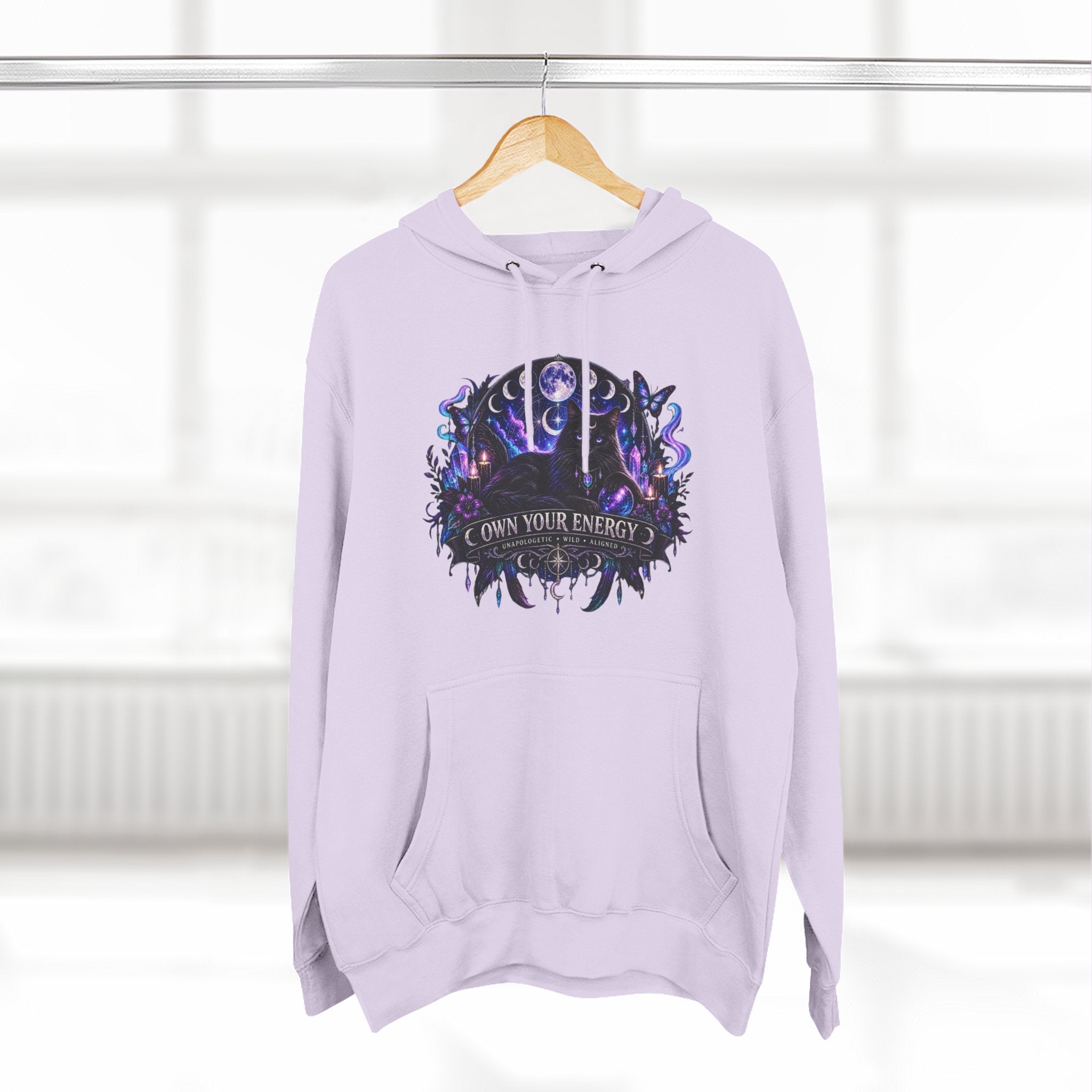 Mystical Black Cat Fleece Hoodie