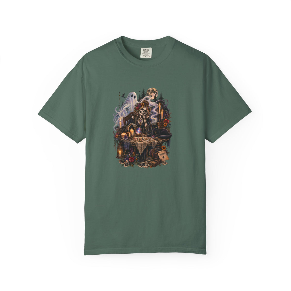 Tarot Seance Skeleton, Black Cat & Ghost Graphic Tee