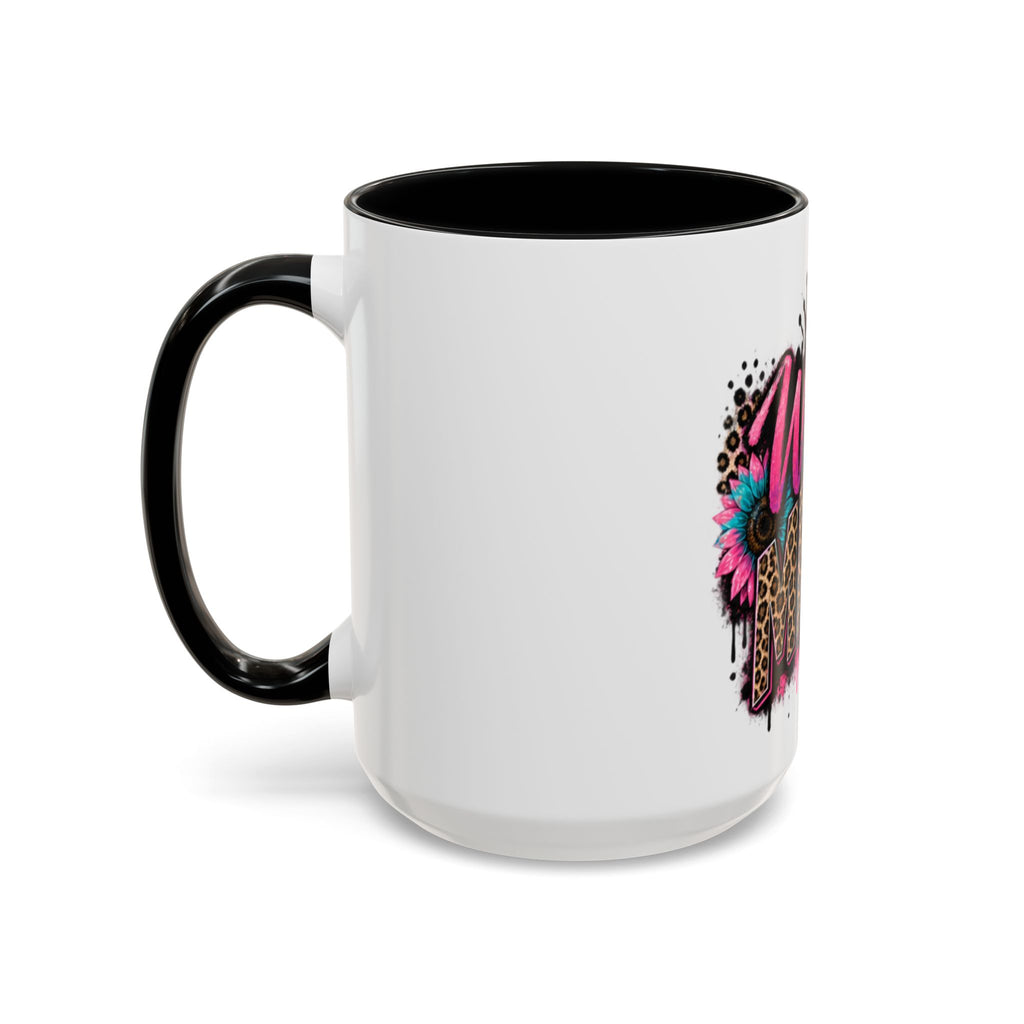 Wild Mama Leopard Accent Coffee Mug – Fun Mom Gift, Pink Crown Graphic (11/15 oz)