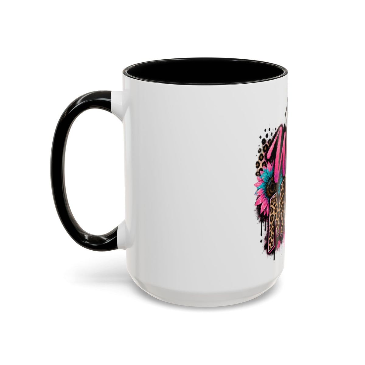 Wild Mama Leopard Accent Coffee Mug – Fun Mom Gift, Pink Crown Graphic (11/15 oz)