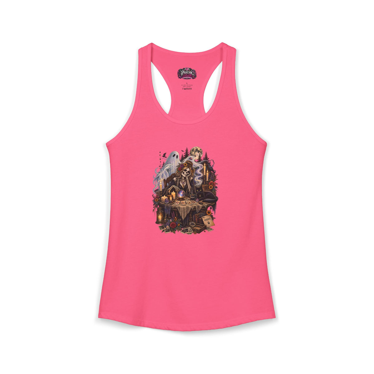 Ghost, Skeleton and Black Cat Read Tarot Cards Tank