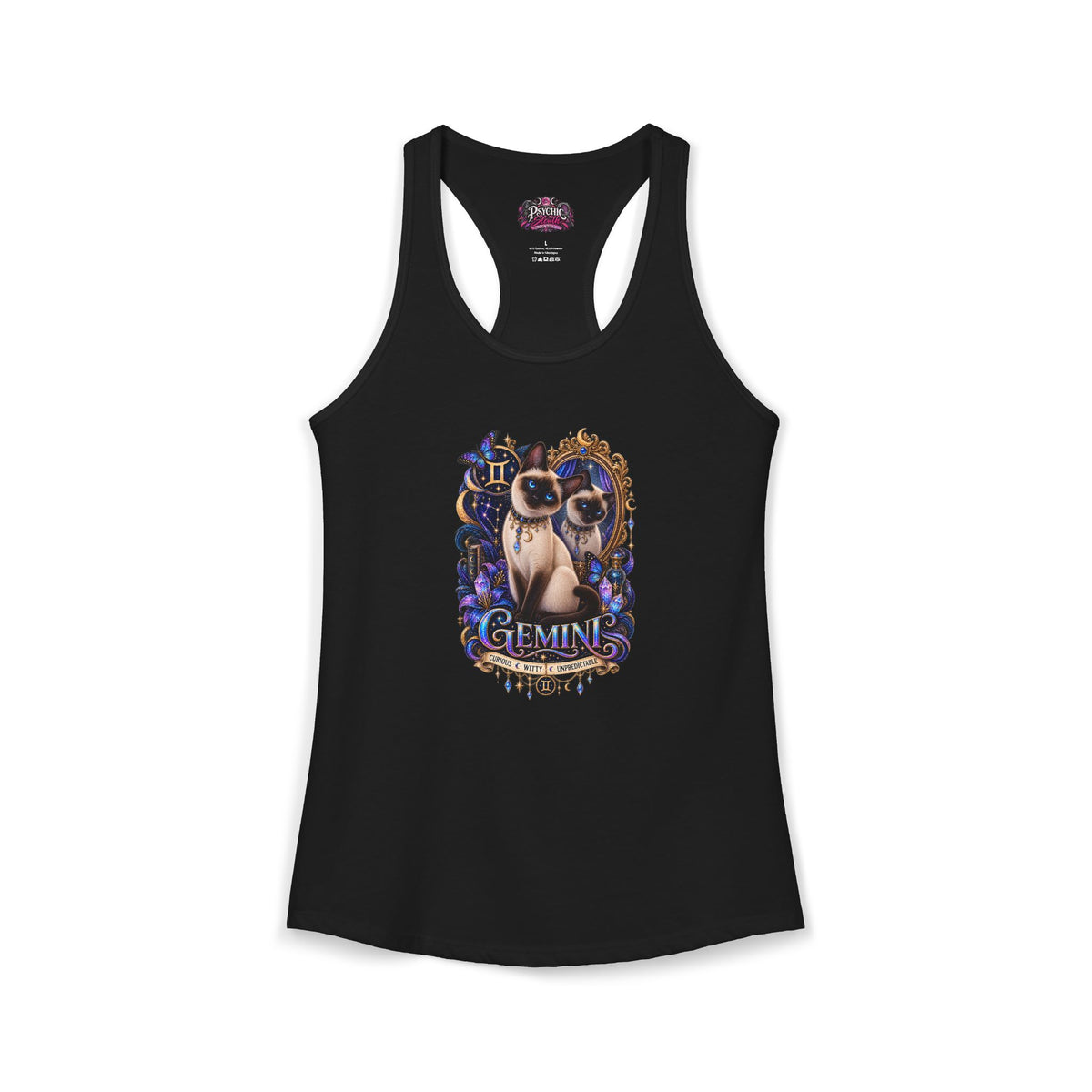 Gemini Siamese Cat Zodiac Tank- Celestial Astrology Cat Lover Tank