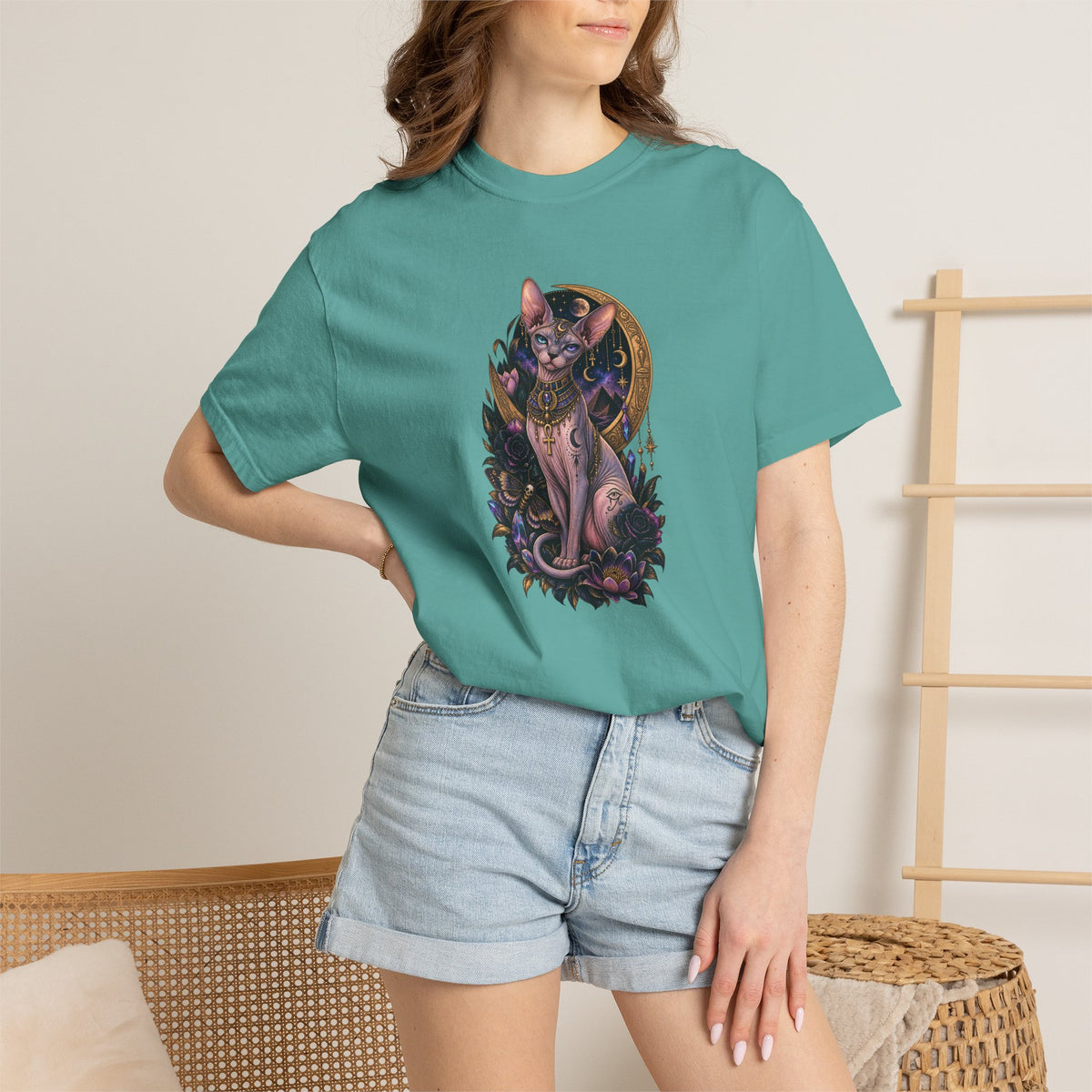 Egyptian Sphynx Moon cat Graphic T-Shirt