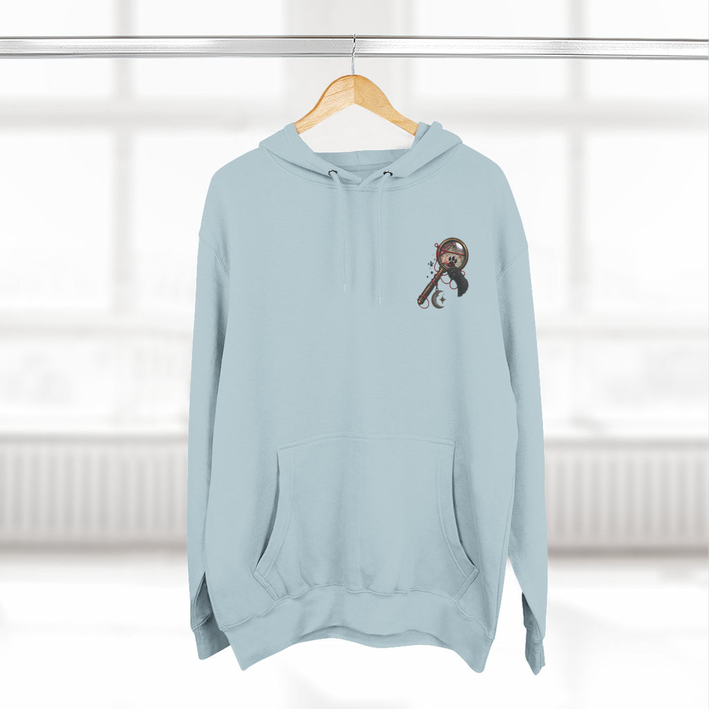 Detective Collage Hoodie — Vintage Mystery Photos & Magnifying Glass Graphic