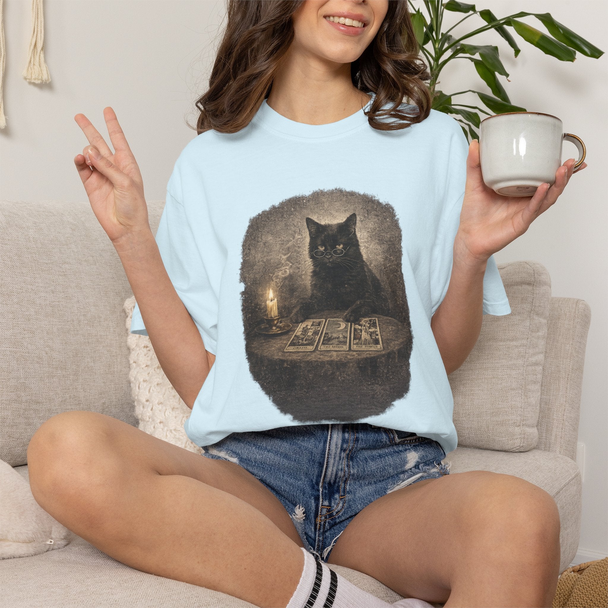 Tarot Cat T-Shirt — Black Cat Fortune Teller Graphic Tee