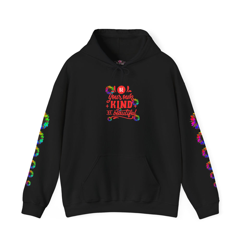 Inspirational Floral Hoodie – "Your Smile is Kind & Beautiful" Rainbow Sunflower Cozy Pullover