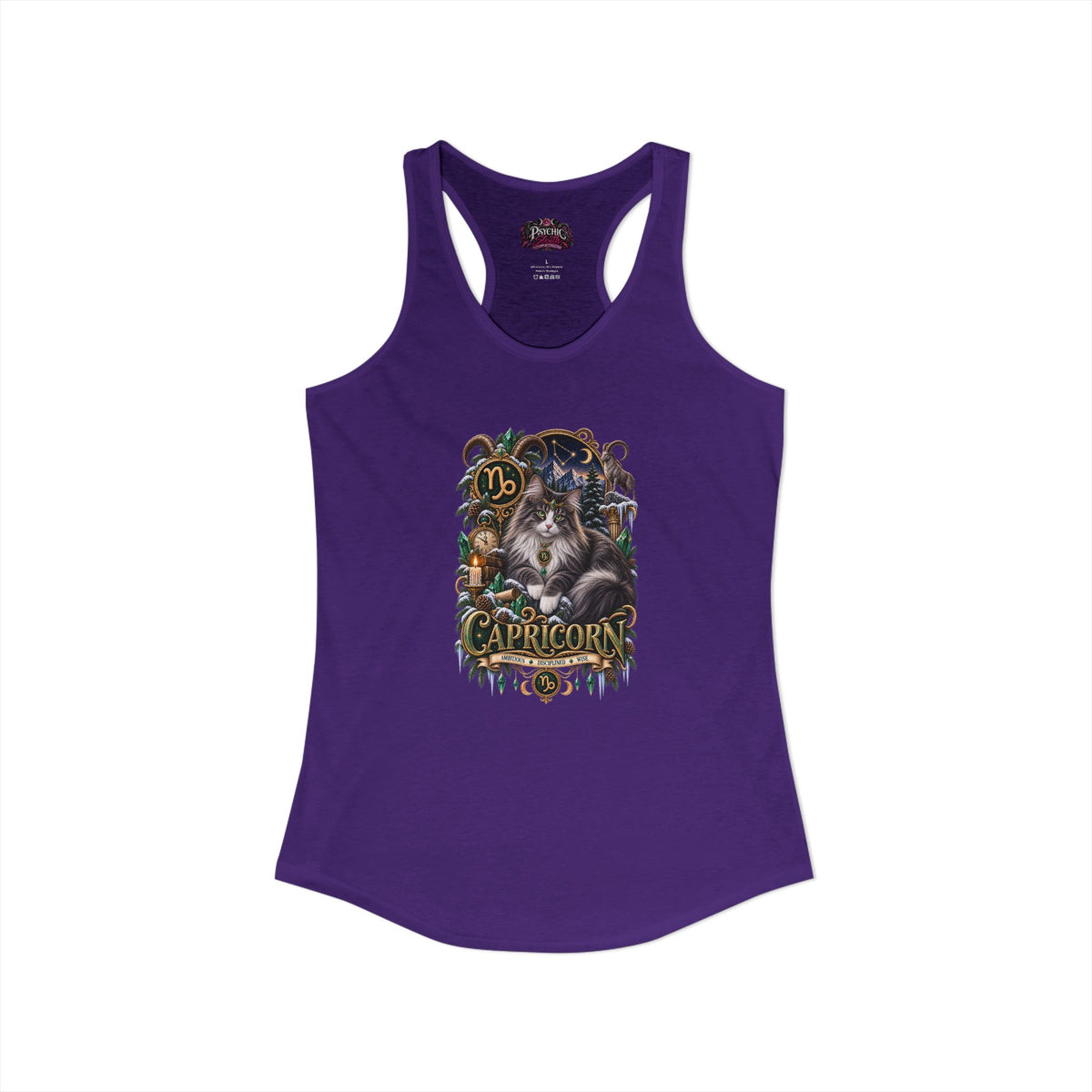 Capricorn Norwegian Forest Cat Zodiac Tank- Celestial Astrology Cat Lover Tank