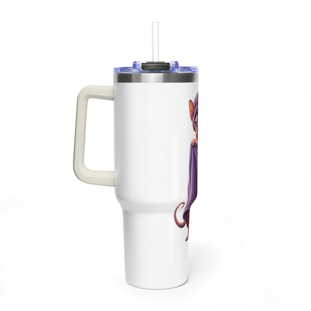 40oz Sphinx Cat Spa Tumbler — Sphynx With Towel Insulated Travel Mug