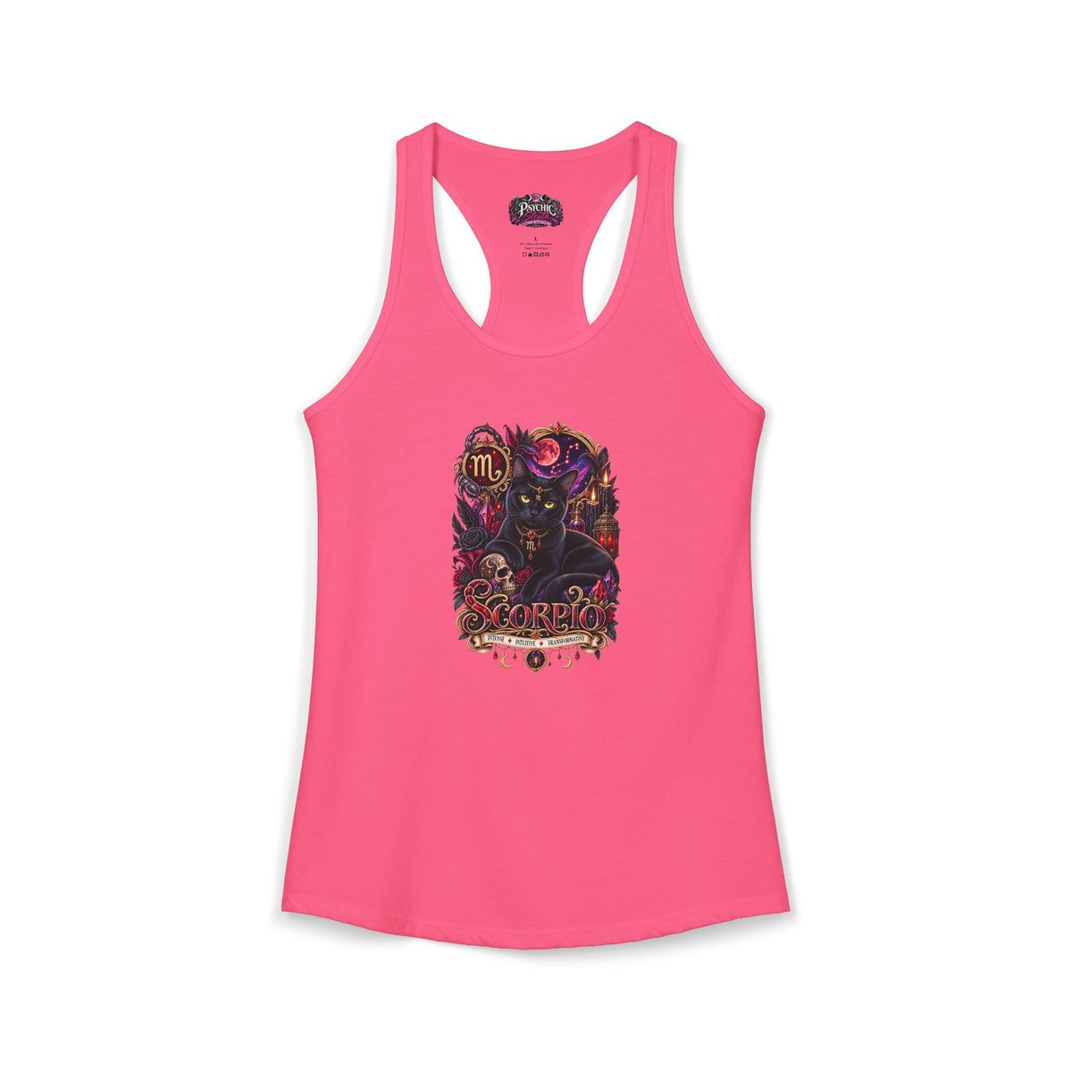 Scorpio Black Cat Bombay Zodiac Tank- Celestial Astrology Cat Lover Tank