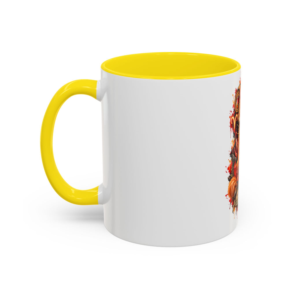 Aries Orange Tabby Cat Zodiac Coffee Mug – Cute Orange Tabby Astrology Accent Mug (11/15 oz)