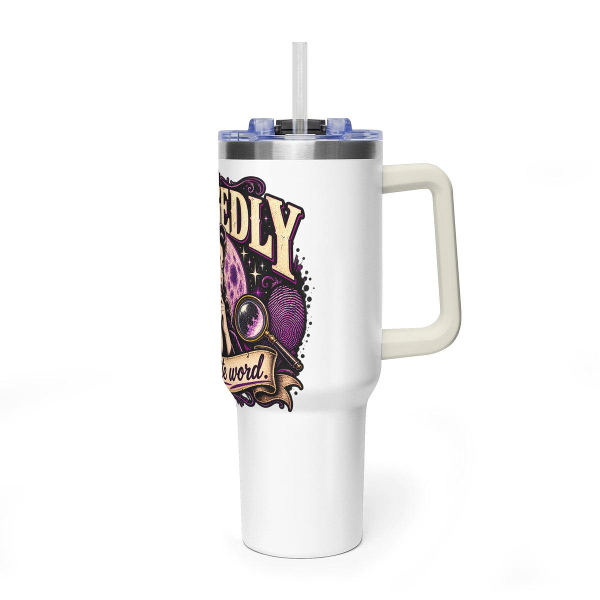 40oz Vacuum Tumbler - "Allegedly" Retro Detective Graphic
