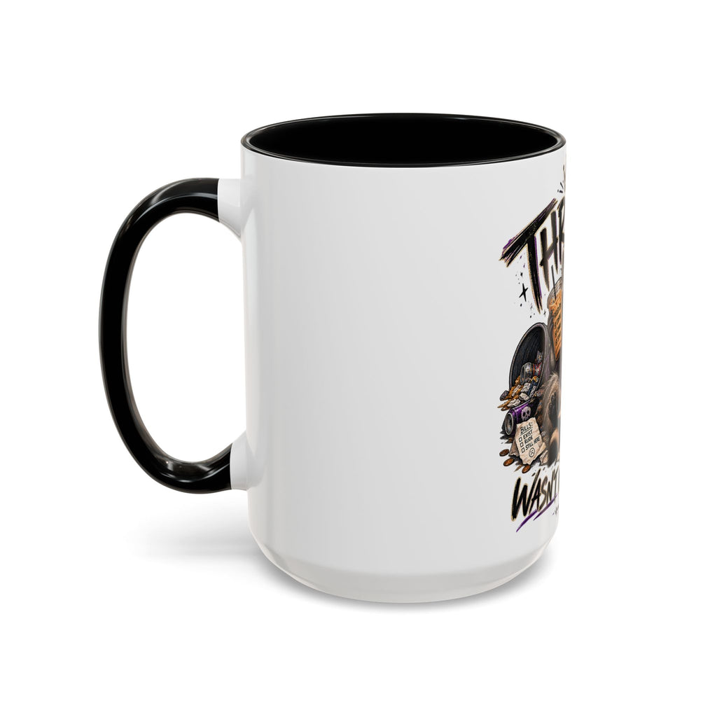 Thriving Raccoon Accent Coffee Mug — "Thriving Wasn't in the Budget" Funny Gift