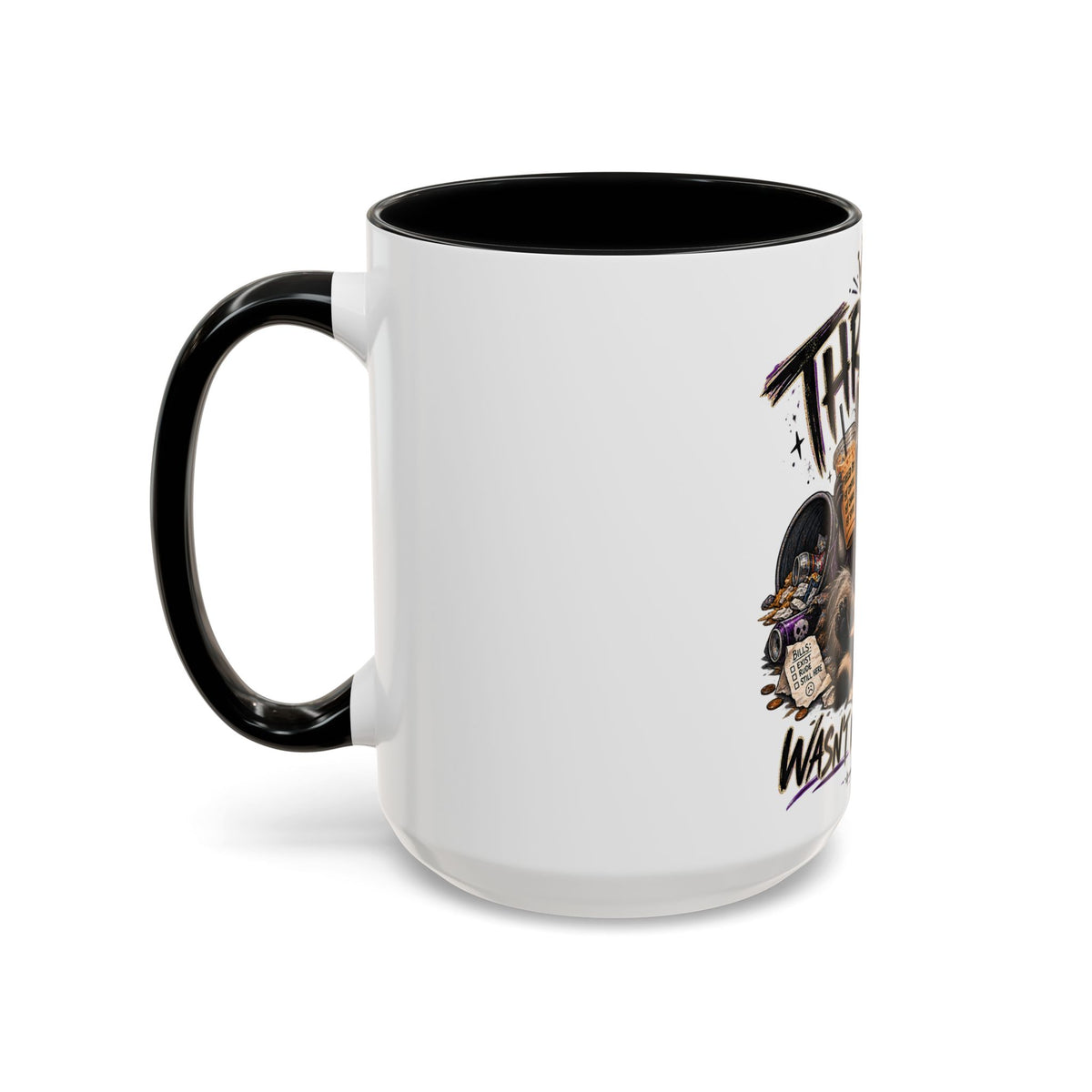 Thriving Raccoon Accent Coffee Mug — "Thriving Wasn't in the Budget" Funny Gift