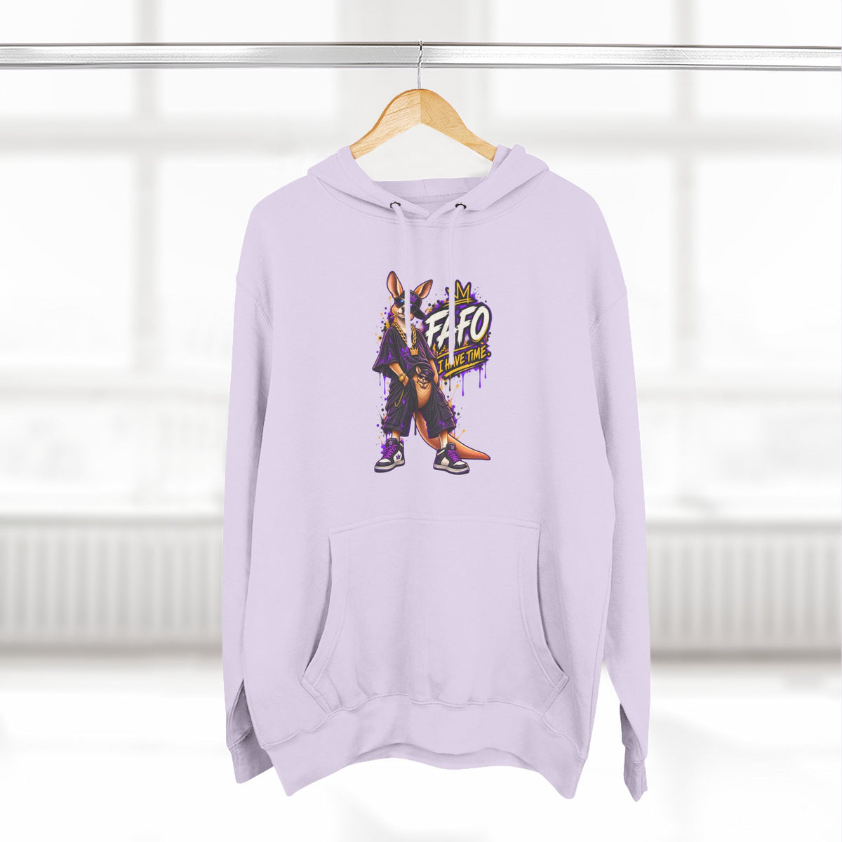 Streetstyle Kangaroo Graphic Hoodie — "FAFO" Retro Character Pullover