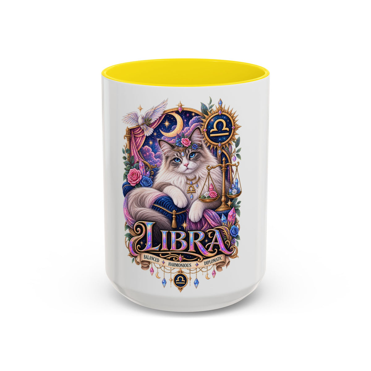 Libra Persian Cat Accent Coffee Mug — Zodiac Horoscope Gift (11/15oz)