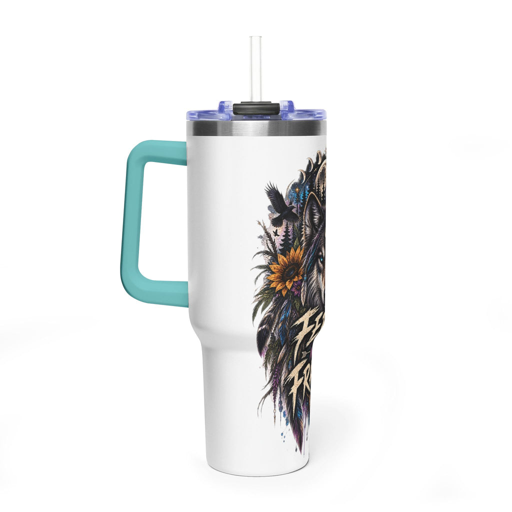 40oz Wolf Tumbler — “Feral Not Fragile” Insulated Thermal Cup