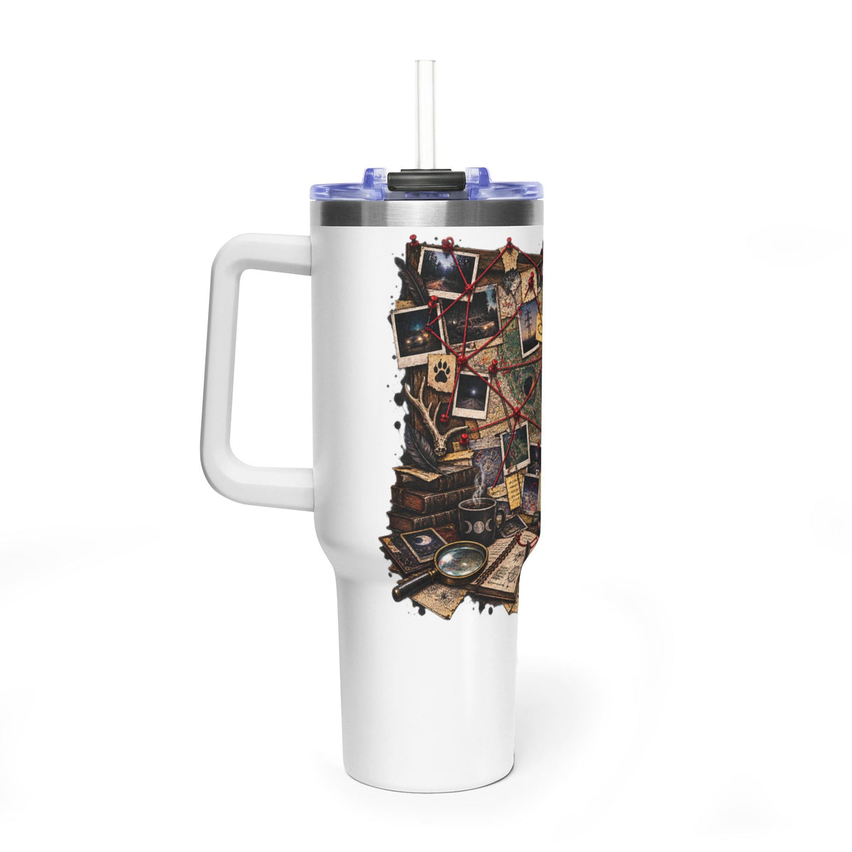 Mystery Board 40oz Vacuum Tumbler — Detective Case Files Design