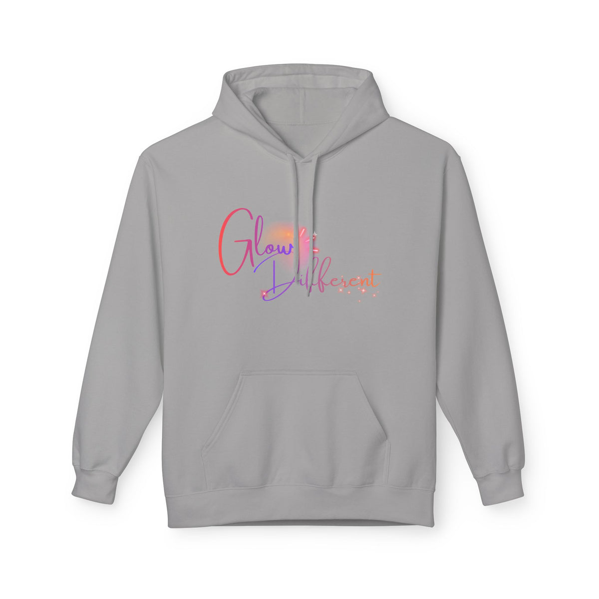 Glow Different Hoodie — Pastel Brush Script Inspirational Pullover
