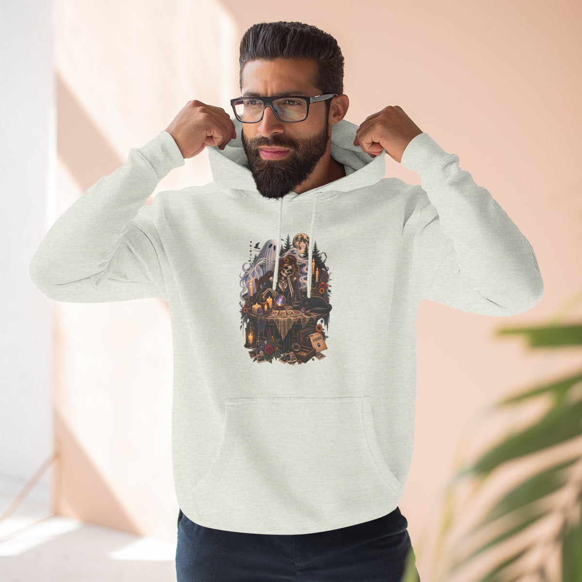 Skeleton, Cat and Ghost Tarot Seance- Paranormal Tees