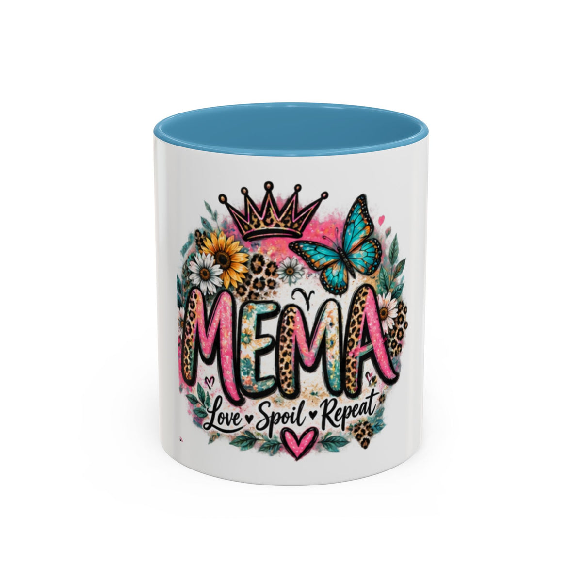 Mema Floral Accent Coffee Mug – 'Mema' Crown, Butterflies & Sunshine Design (11/15 oz)