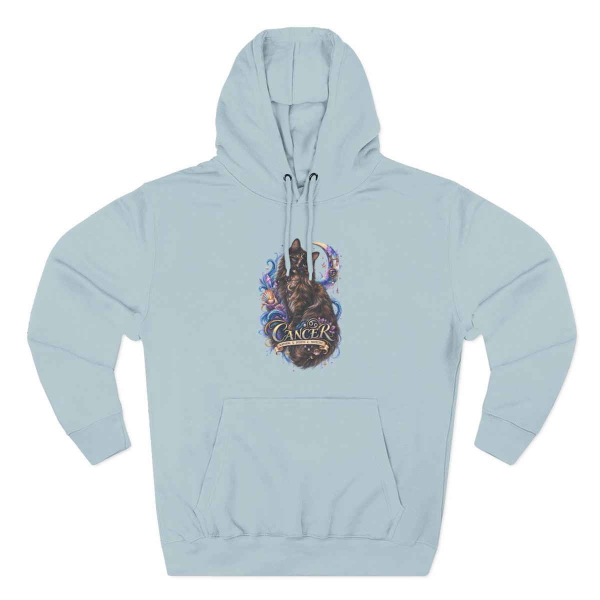 Cancer Tortoiseshell Cat Zodiac Hoodie — Zodiac Cat Graphic Fleece Pullover