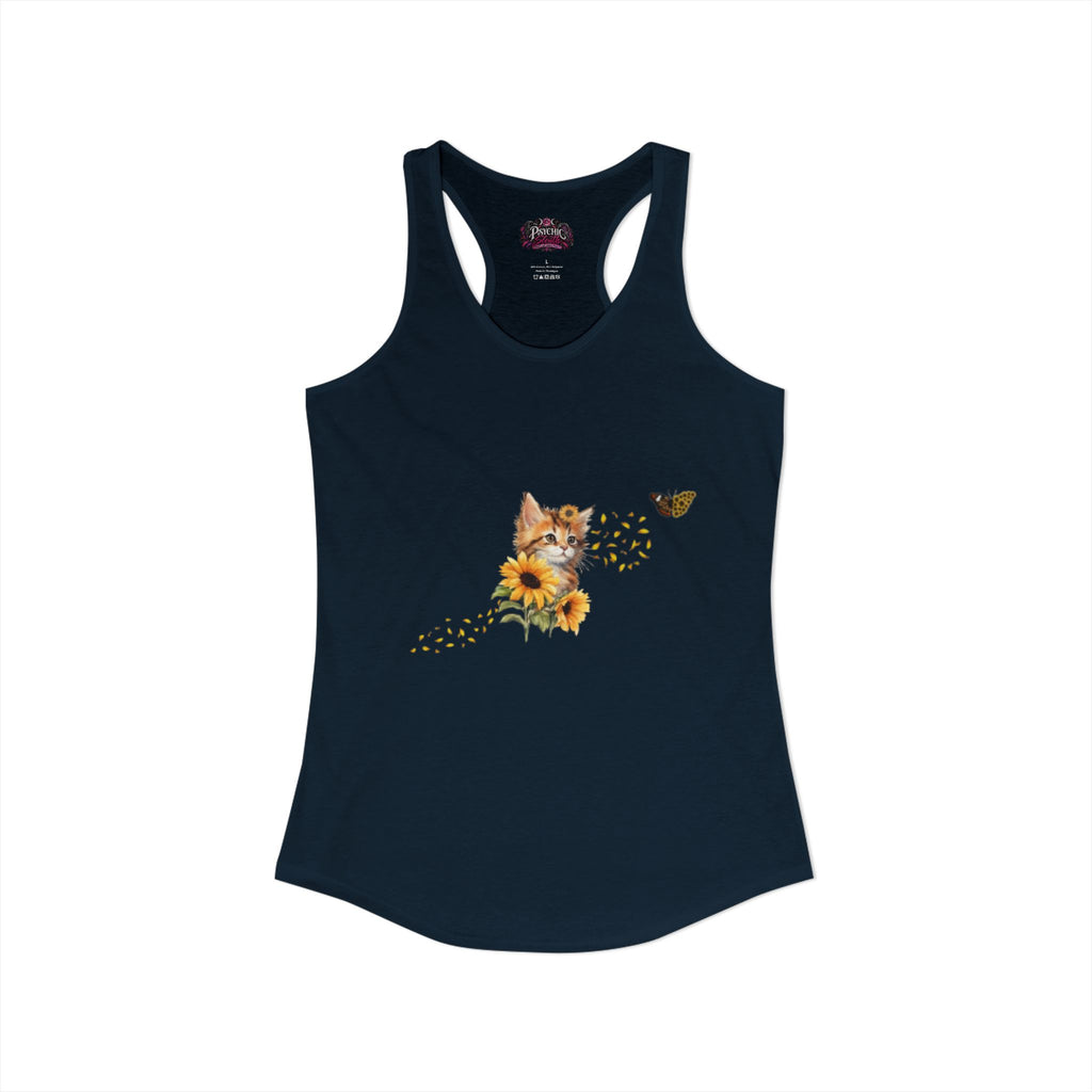 Kitten Sunflower Chasing Butterfly Tank