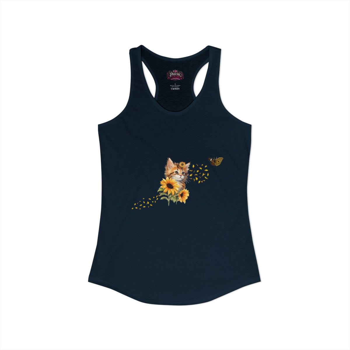Kitten Sunflower Chasing Butterfly Tank
