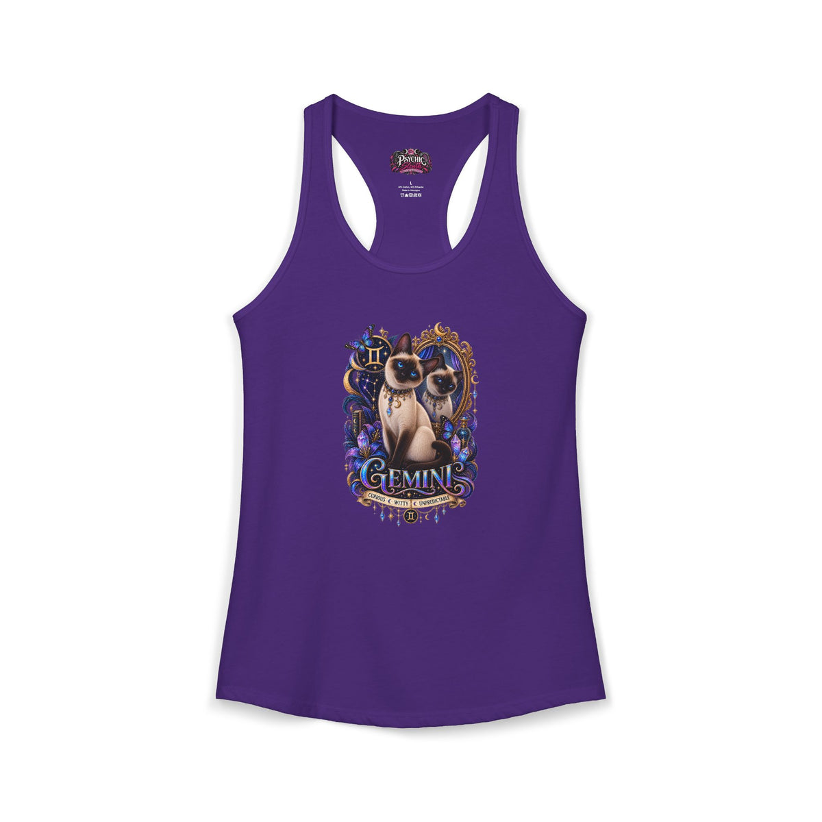 Gemini Siamese Cat Zodiac Tank- Celestial Astrology Cat Lover Tank
