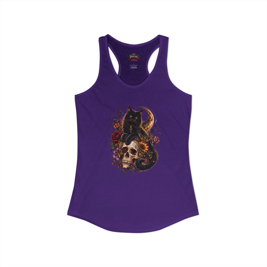 Black Cat and Floral Skeleton Gothic Tank