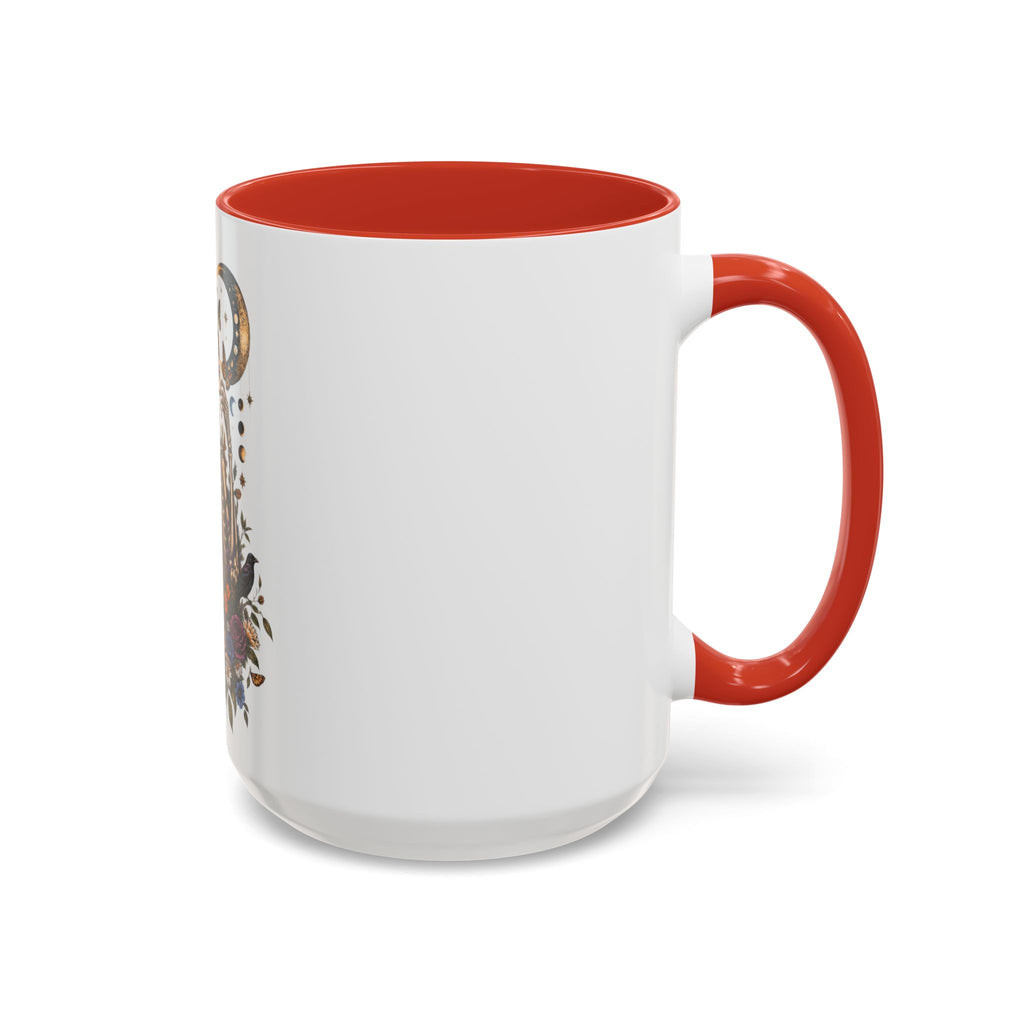 Skull & Moon Floral Coffee Mug — Gothic Botanical Accent Mug