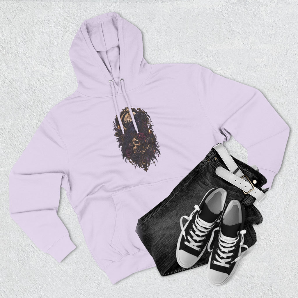 Raven Skull Graphic Hoodie — Gothic Fleece Pullover