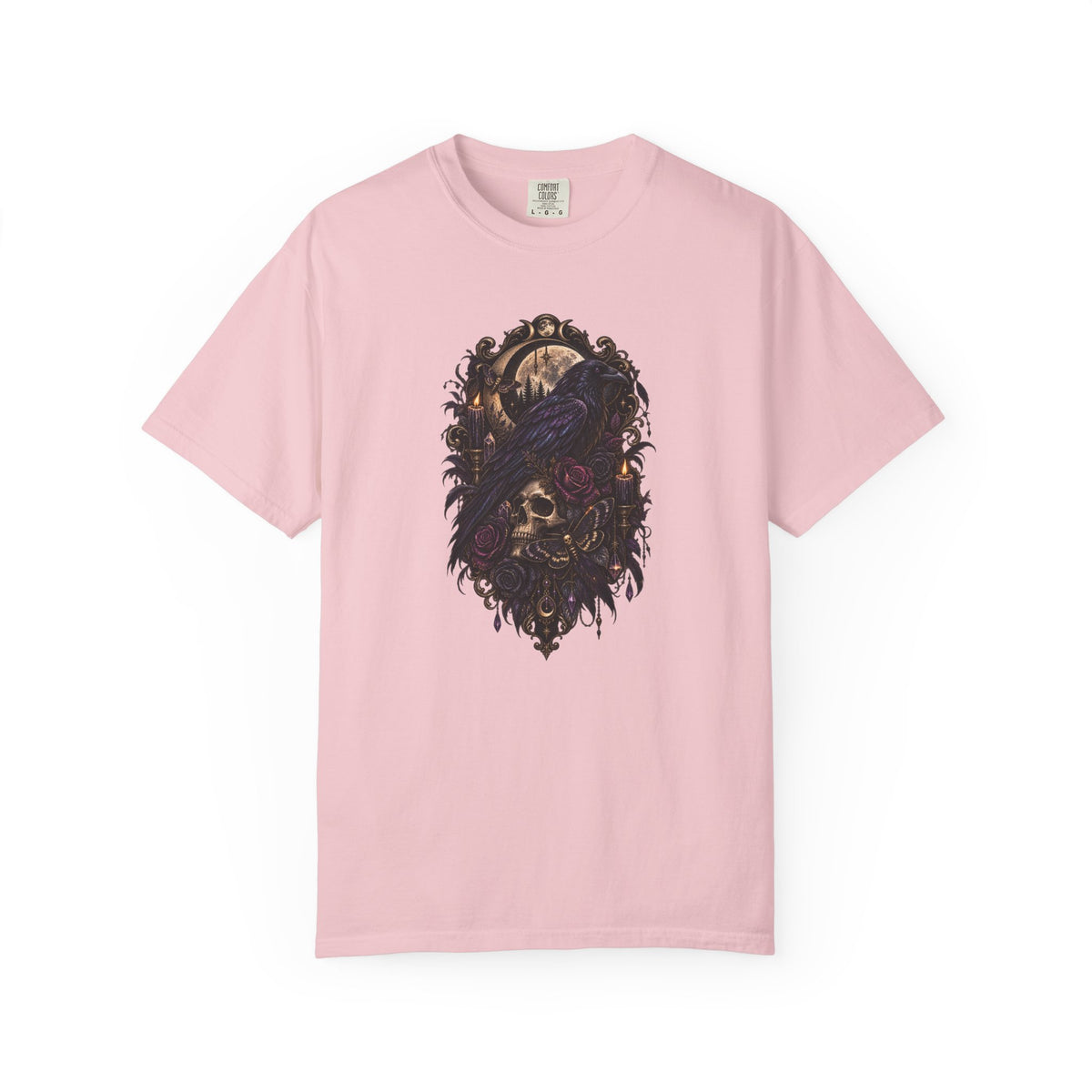 Skull & Crow Graphic Tee — Gothic Vintage Skull with Raven Design