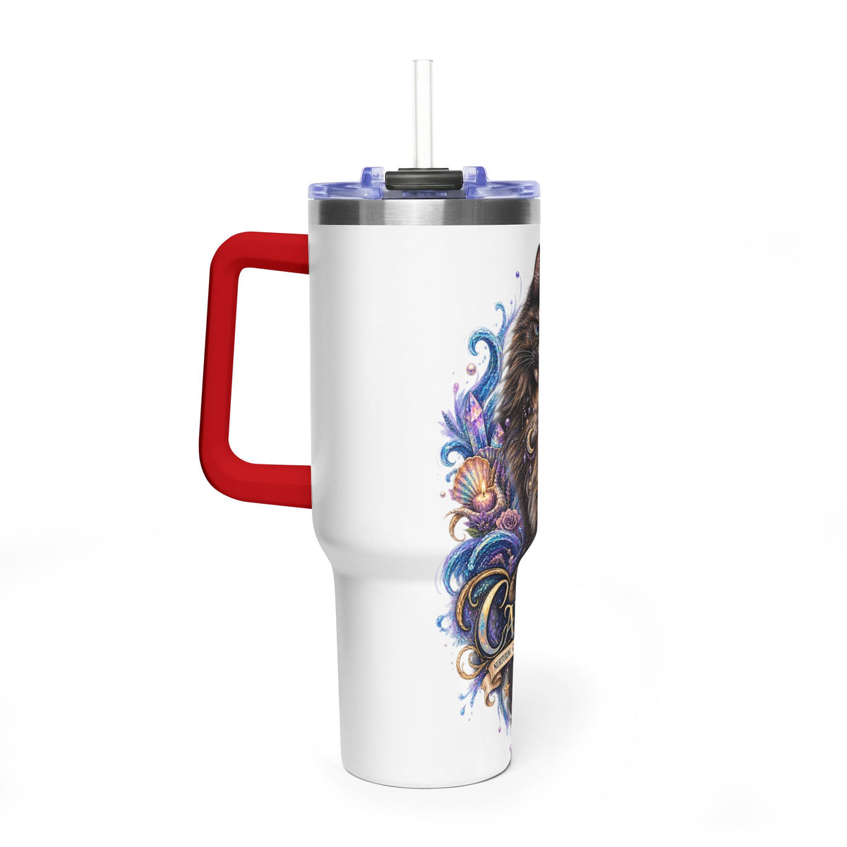 Cancer Zodiac Tortoiseshell Cat 40oz Vacuum Tumbler – Astrology Cat Lover Travel Mug