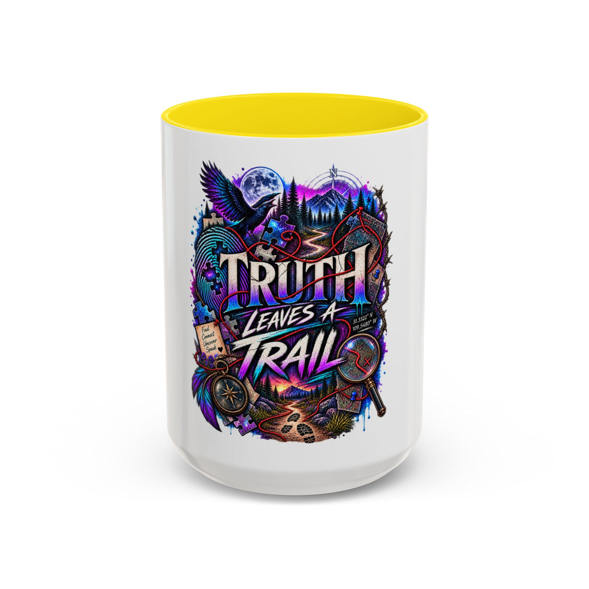 Truth Leaves a Trail Coffee Mug — Mystery Detective Noir Design (11/15 oz)