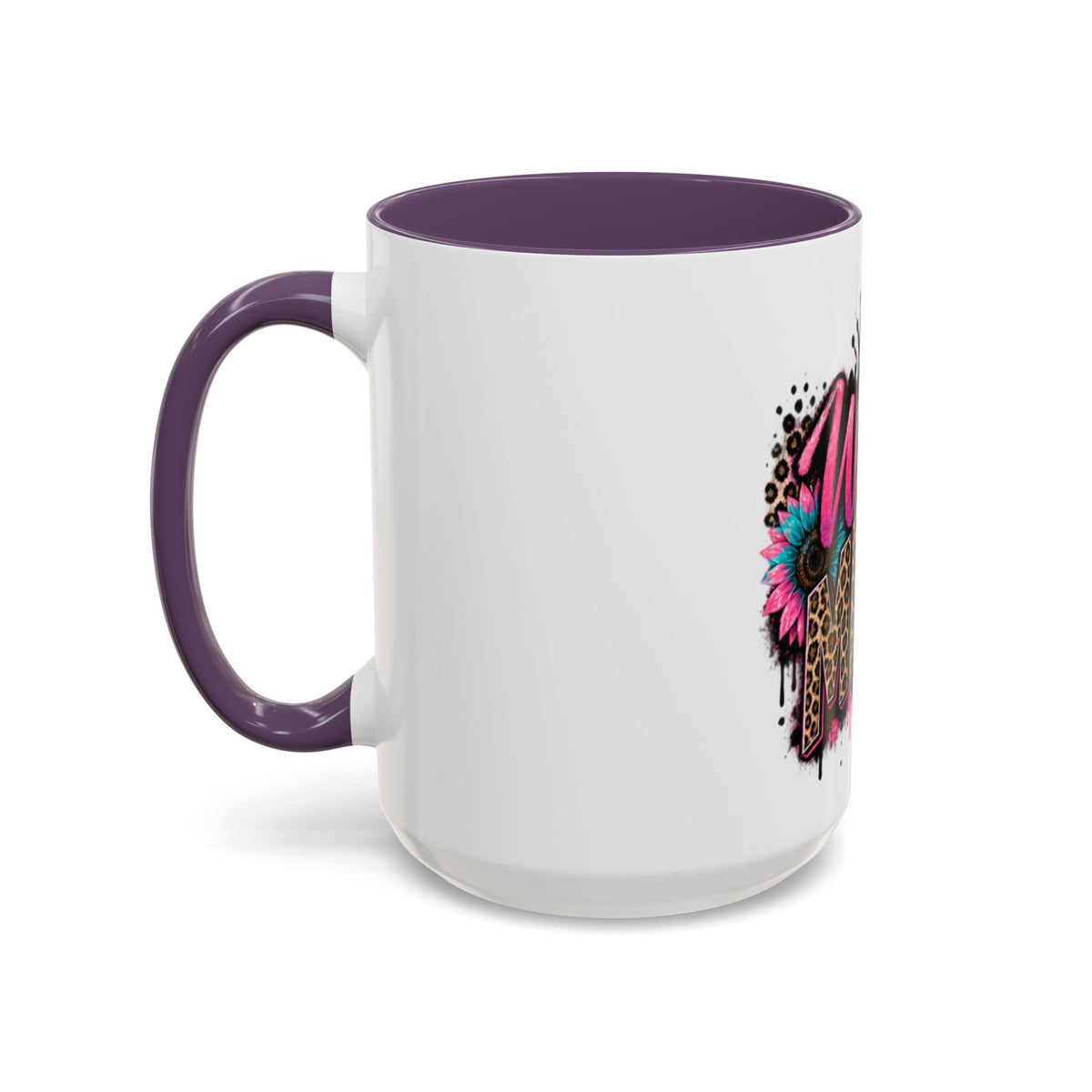 Wild Mama Leopard Accent Coffee Mug – Fun Mom Gift, Pink Crown Graphic (11/15 oz)