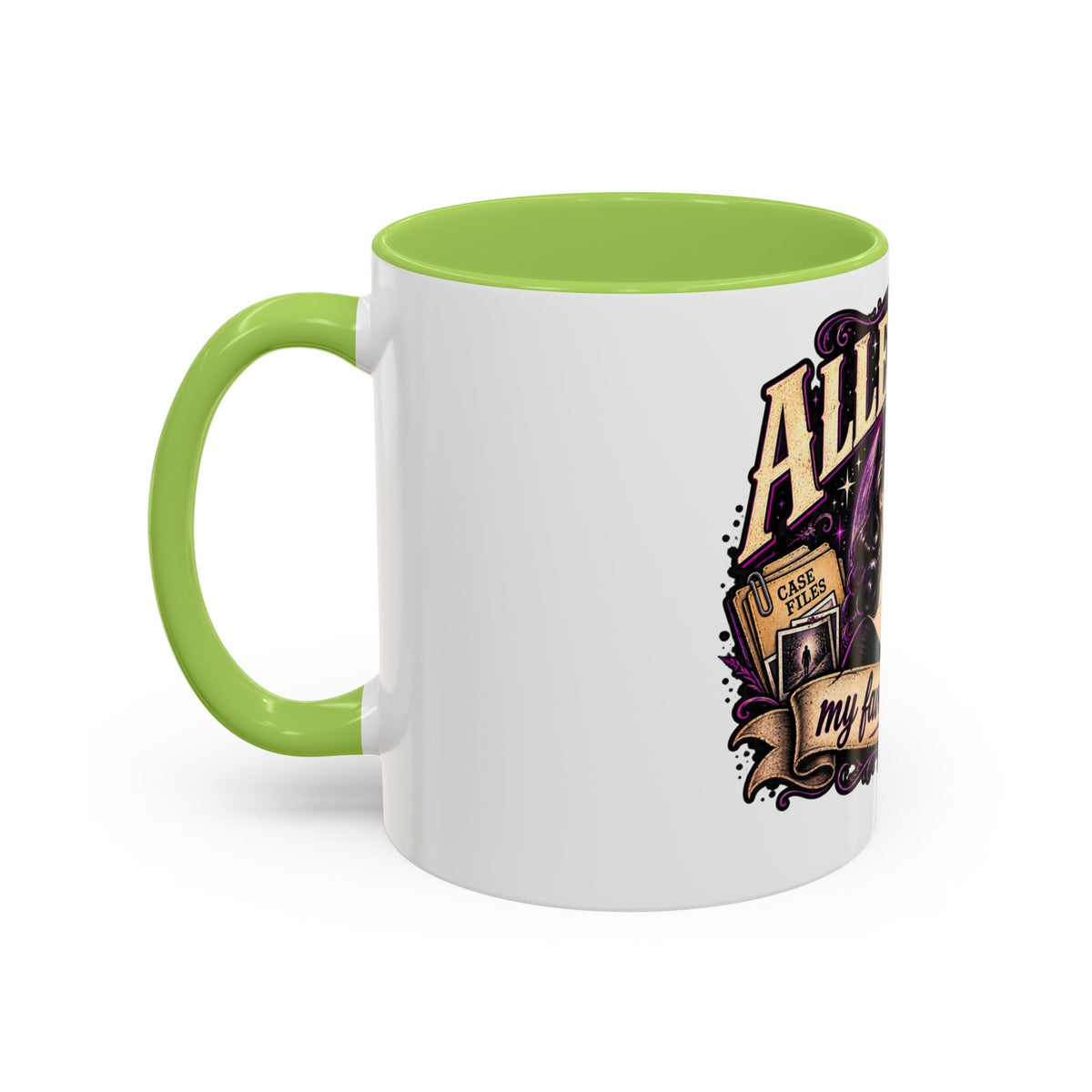 Allegedly Coffee Mug — Retro Pinup Mystery Design