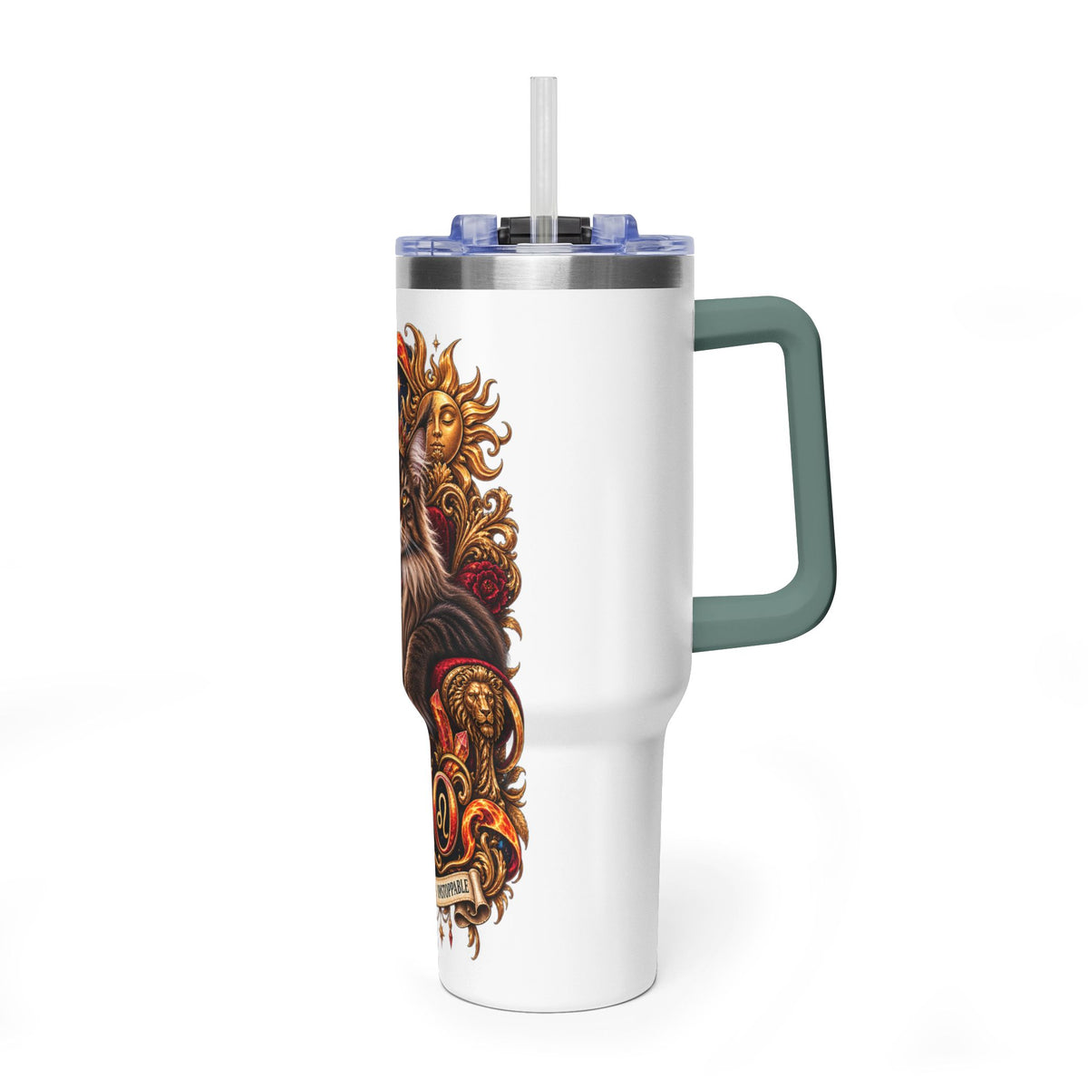 Leo Zodiac 40oz Vacuum Tumbler – Maine Coon Cat Astrology Travel Mug