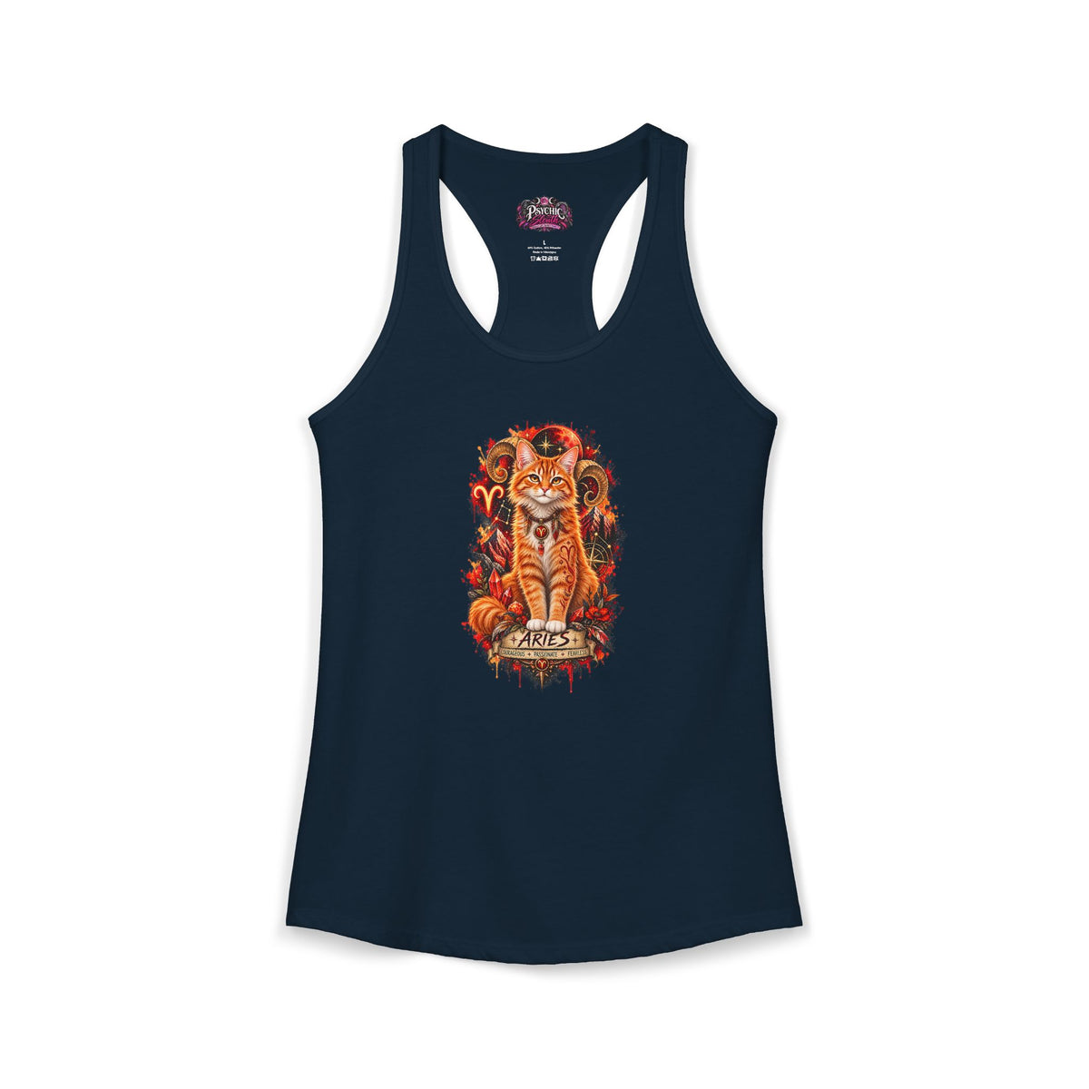Aries Orange Tabby Cat Zodiac Tank- Celestial Astrology Cat Lover Tank