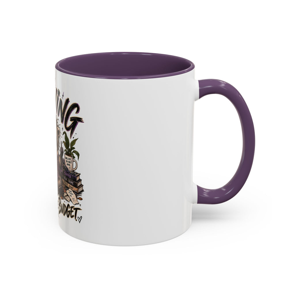 Thriving Raccoon Accent Coffee Mug — "Thriving Wasn't in the Budget" Funny Gift