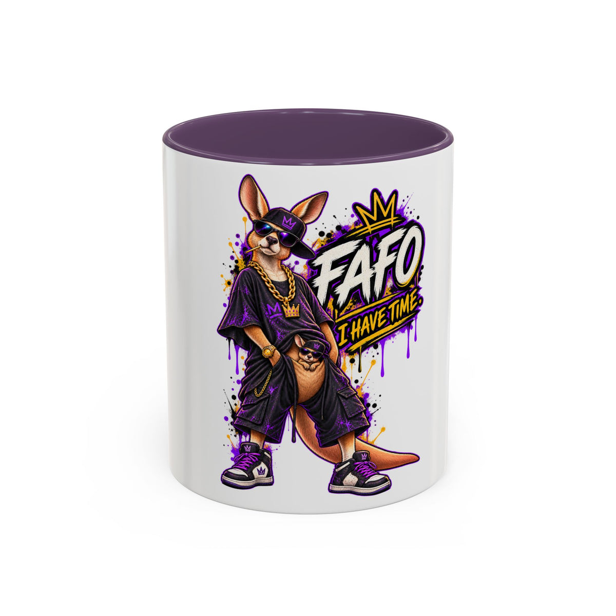 Kangaroo Streetwear Coffee Mug — "FAFO I Have Time" Accent Mug