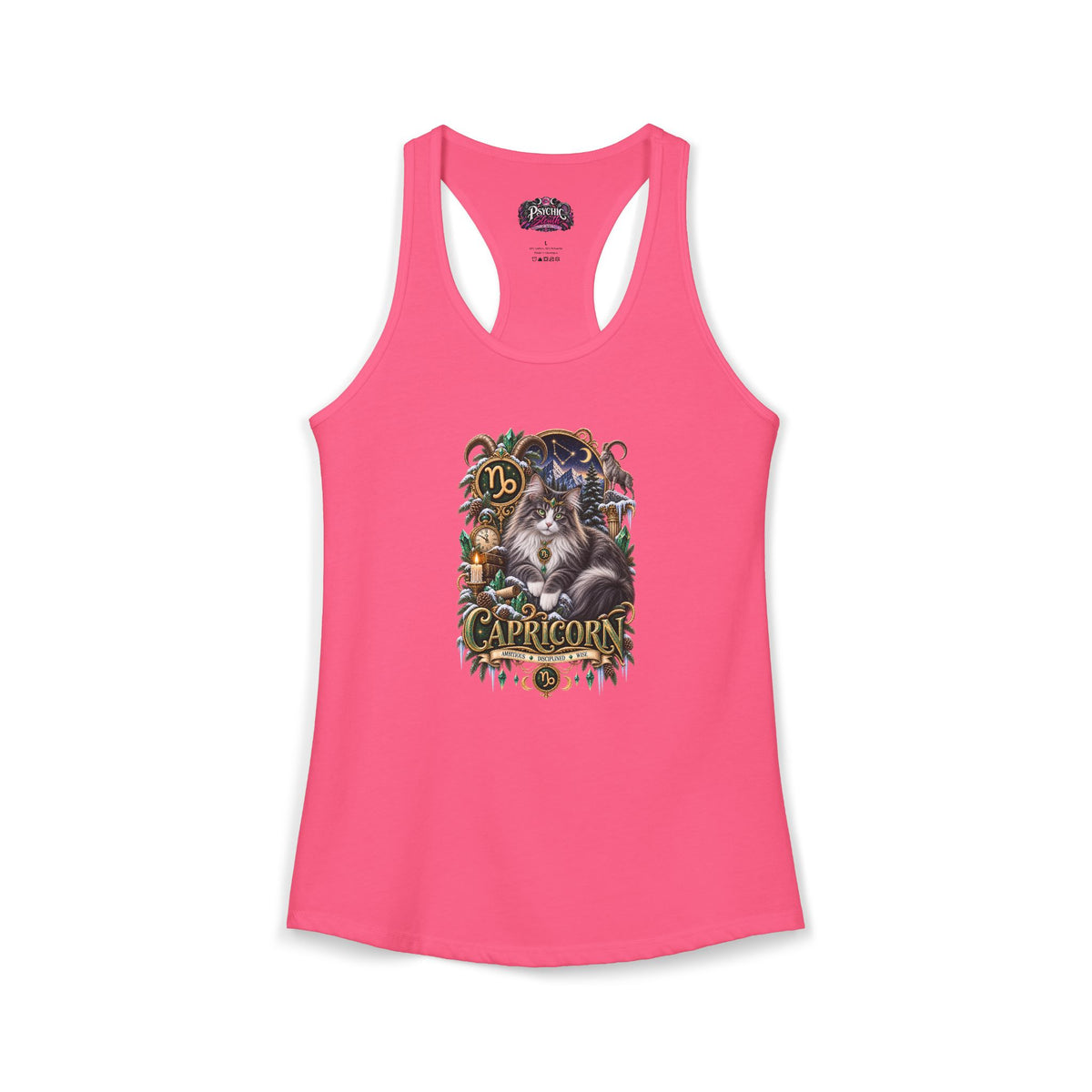 Capricorn Norwegian Forest Cat Zodiac Tank- Celestial Astrology Cat Lover Tank