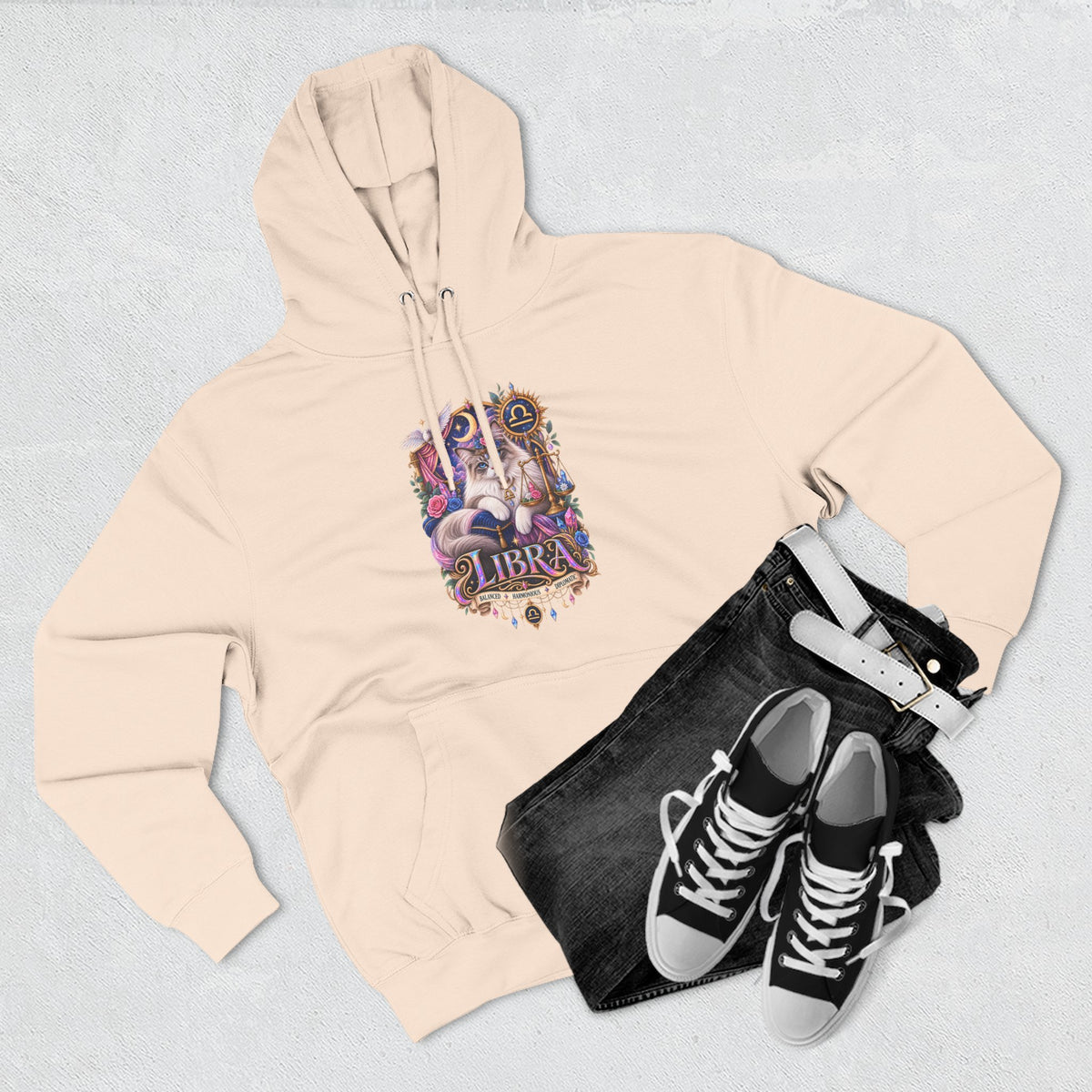 Libra Zodiac Hoodie — Persian Artistic Astrological Sign Sweatshirt