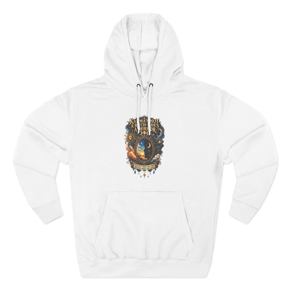 "Karma's not a Bitch she's a Mirror" Hoodie — Spiritual Boho Graphic Pullover