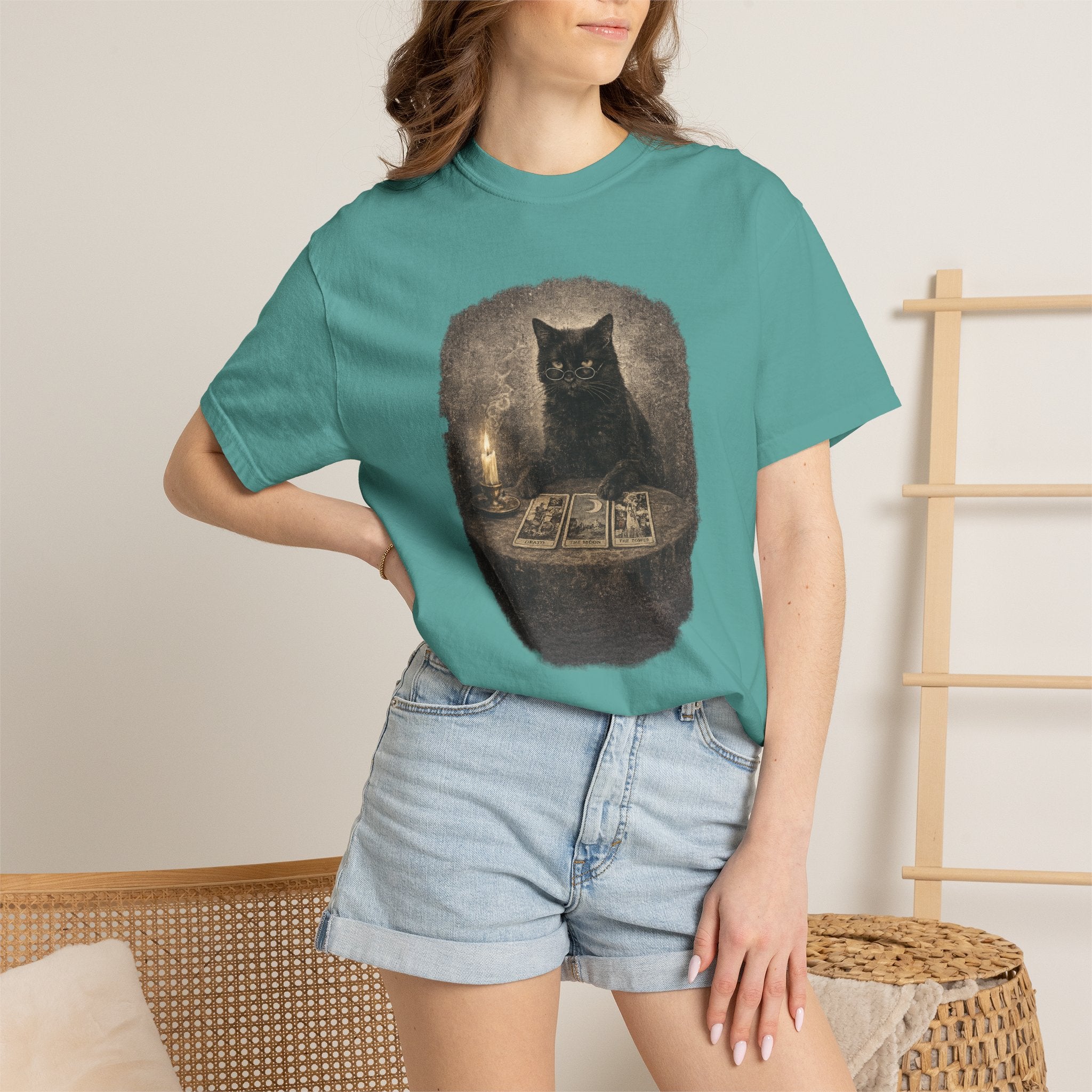 Tarot Cat T-Shirt — Black Cat Fortune Teller Graphic Tee