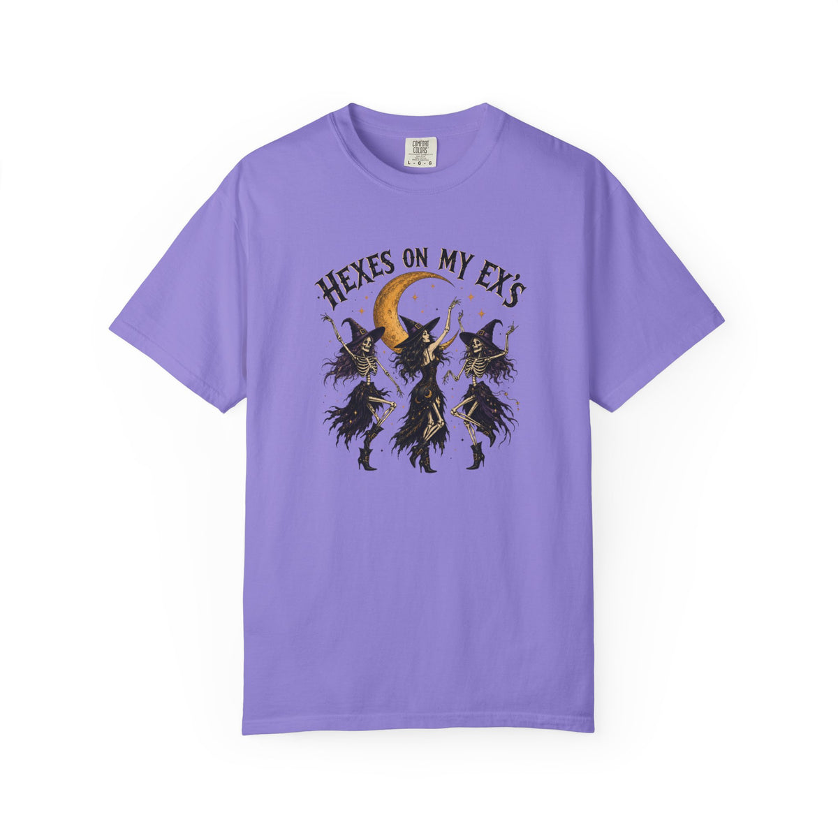 Witches and skeleton Graphic T-Shirt — "Hexes On My Ex's" Moon Witch Tee