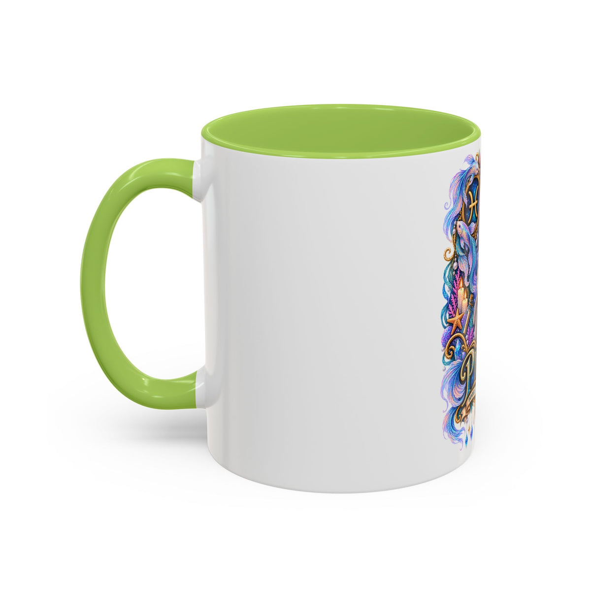 Pisces Devon Rex Cat Accent Coffee Mug — Zodiac Astrology Ceramic Mug (11/15oz)