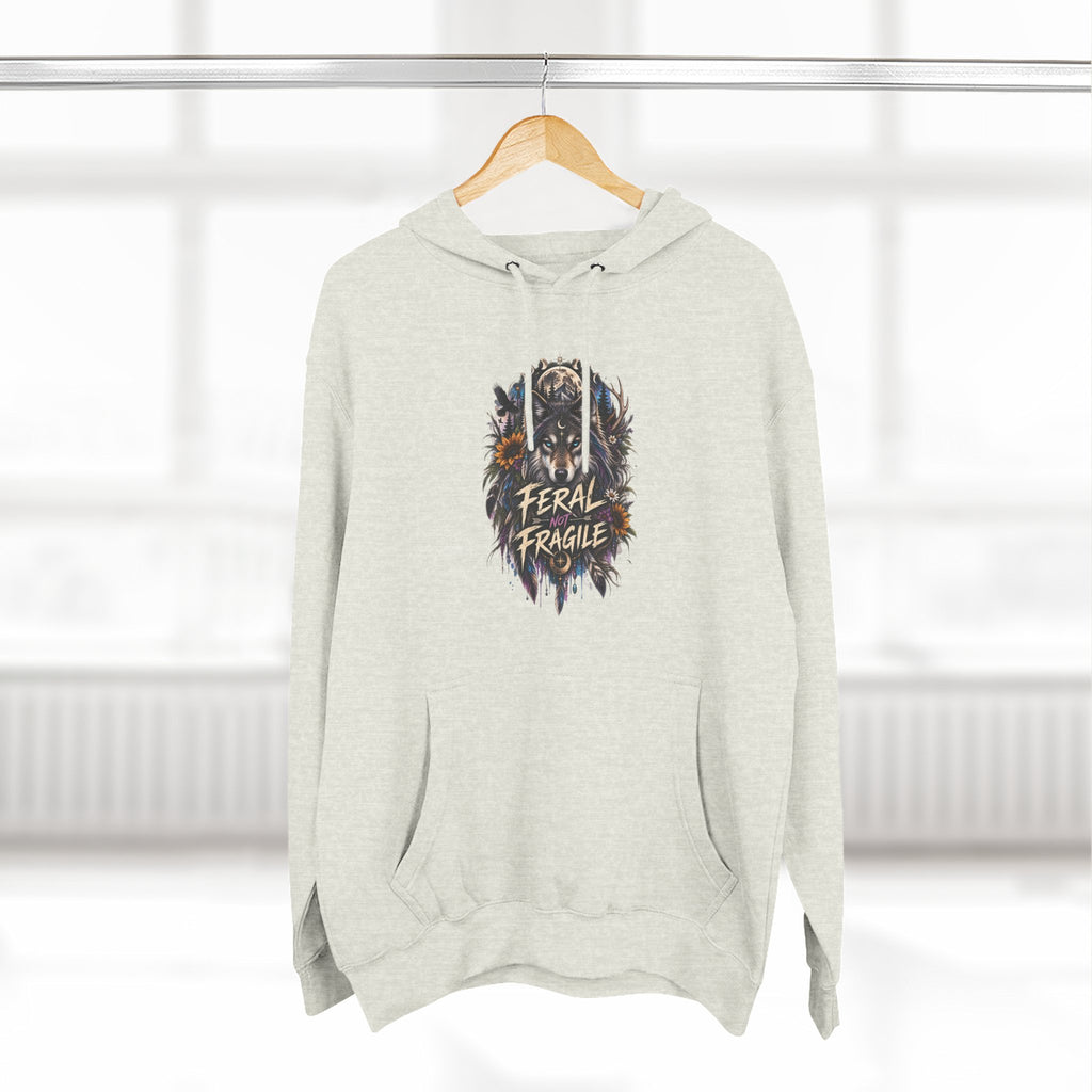 Feral not Fragile Wolf Graphic Hoodie — Wildlife-Inspired Comfort Pullover